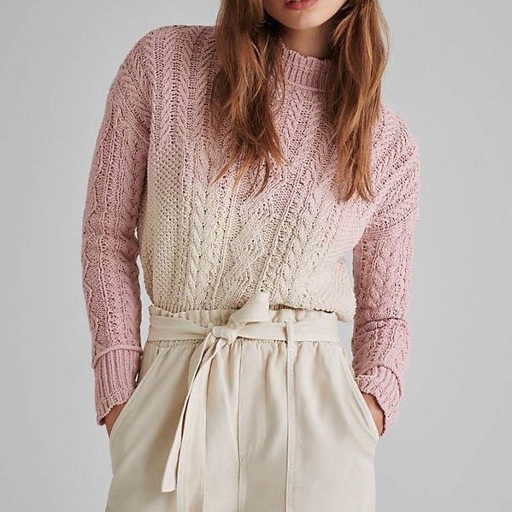 Anthropologie Marci Dip-Dyed Cable Knit Sweater